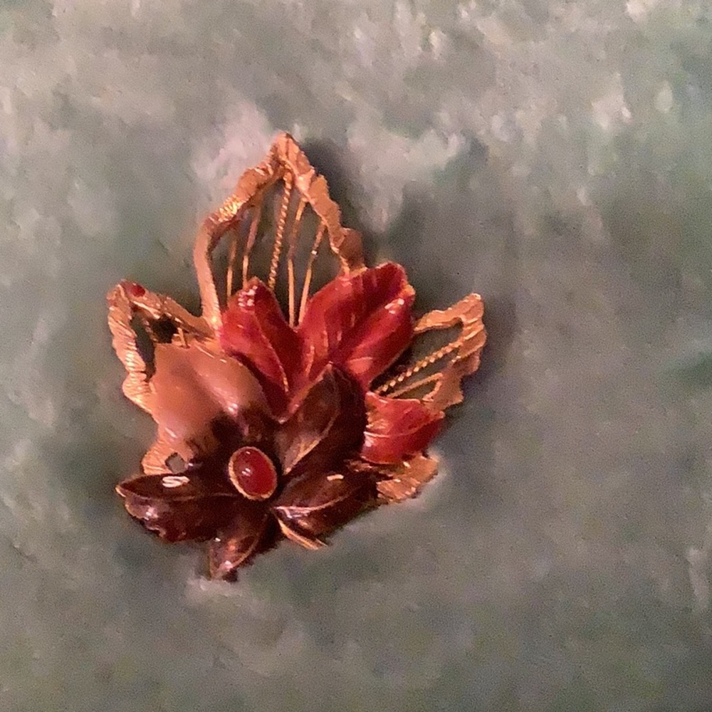 Signed K C fall leaf brooch. Never used